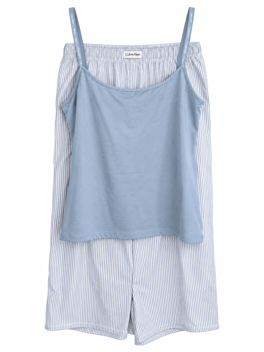 Calvin Klein Women's Woven Stretch Sleep Cami/Pant Set - Faded Denim/Seersucker Stripe_Faded Denim