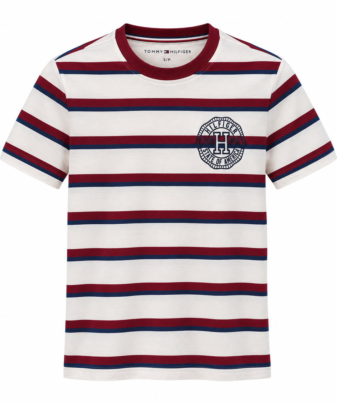 Tommy Hilfiger Boys Striped Stamp Tee - Ivory