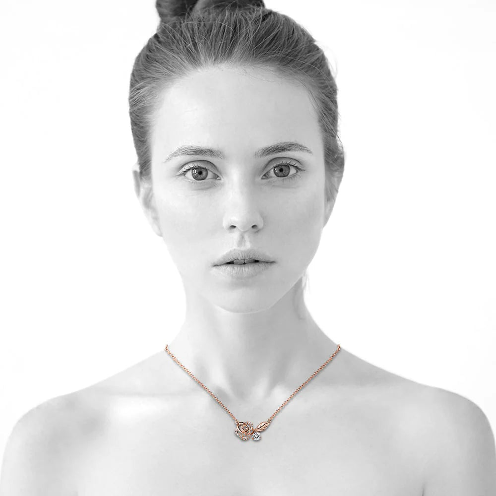 Krystal Couture Rose Petal Pendant Necklace in Rose Gold Embellished with SWAROVSKI Crystals