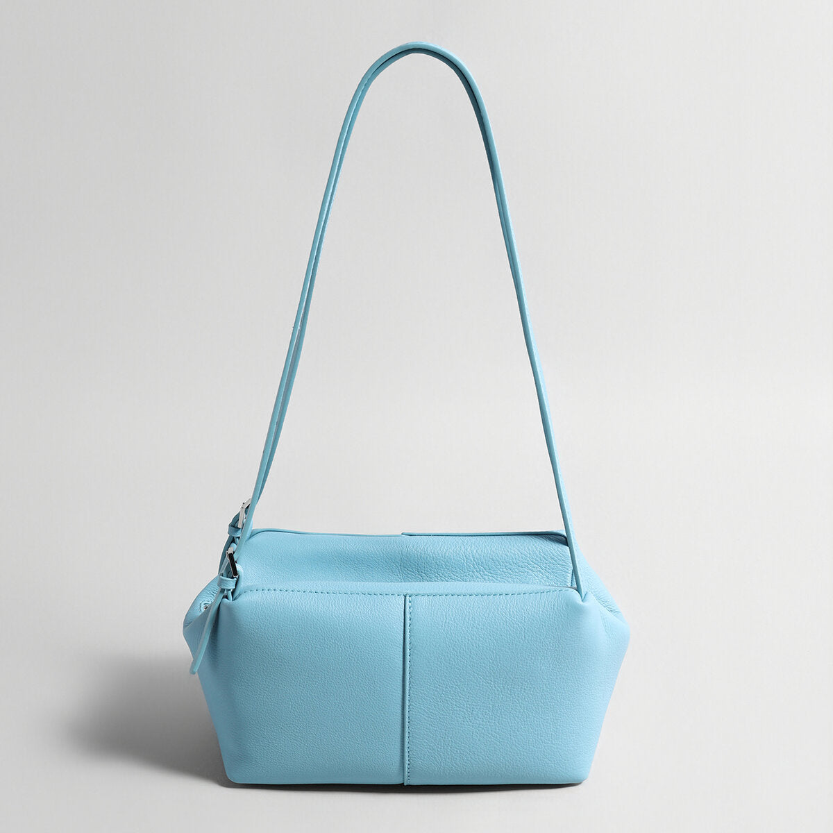 Pebbled Leather Pillow Shoulder Bag - Blue