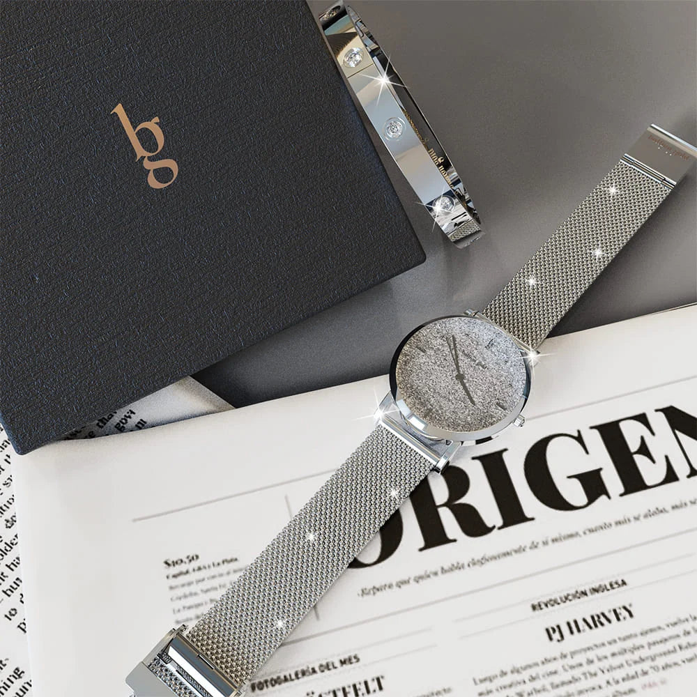 Boxed Bullion Gold Seamless Dial and Bangle Set in White Gold