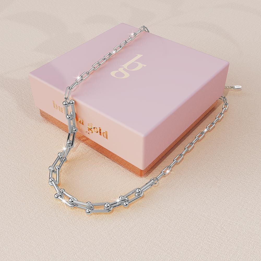 Bullion Gold Lovelock U Link Chain Necklace White Gold