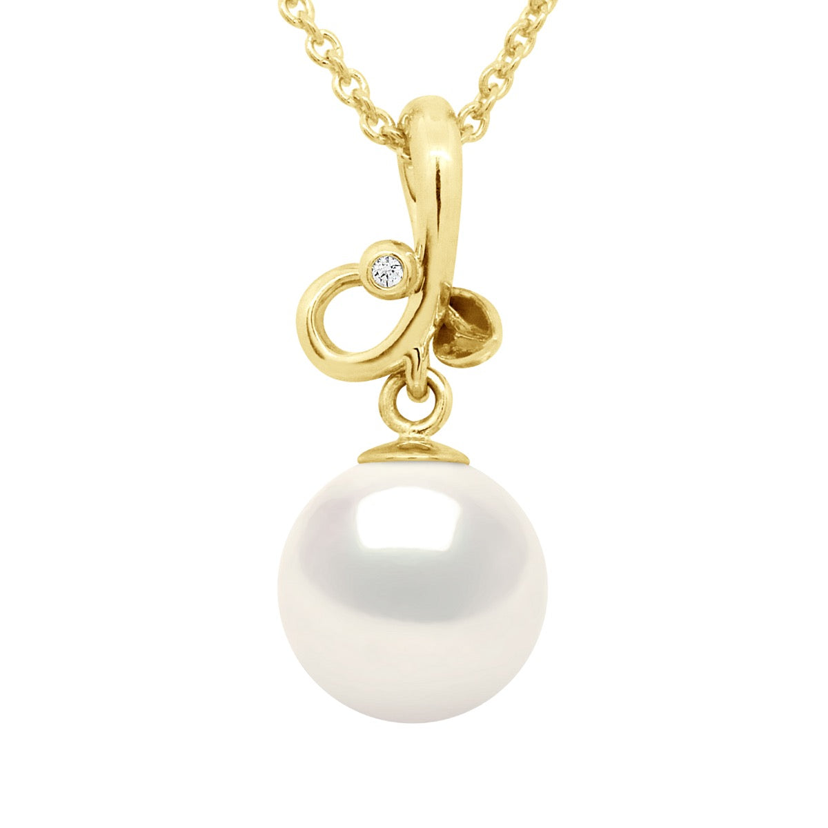 Pendant Triple Knot Yellow Gold Diamond 0,010 Cts - Natural White - Longueur 18 cm