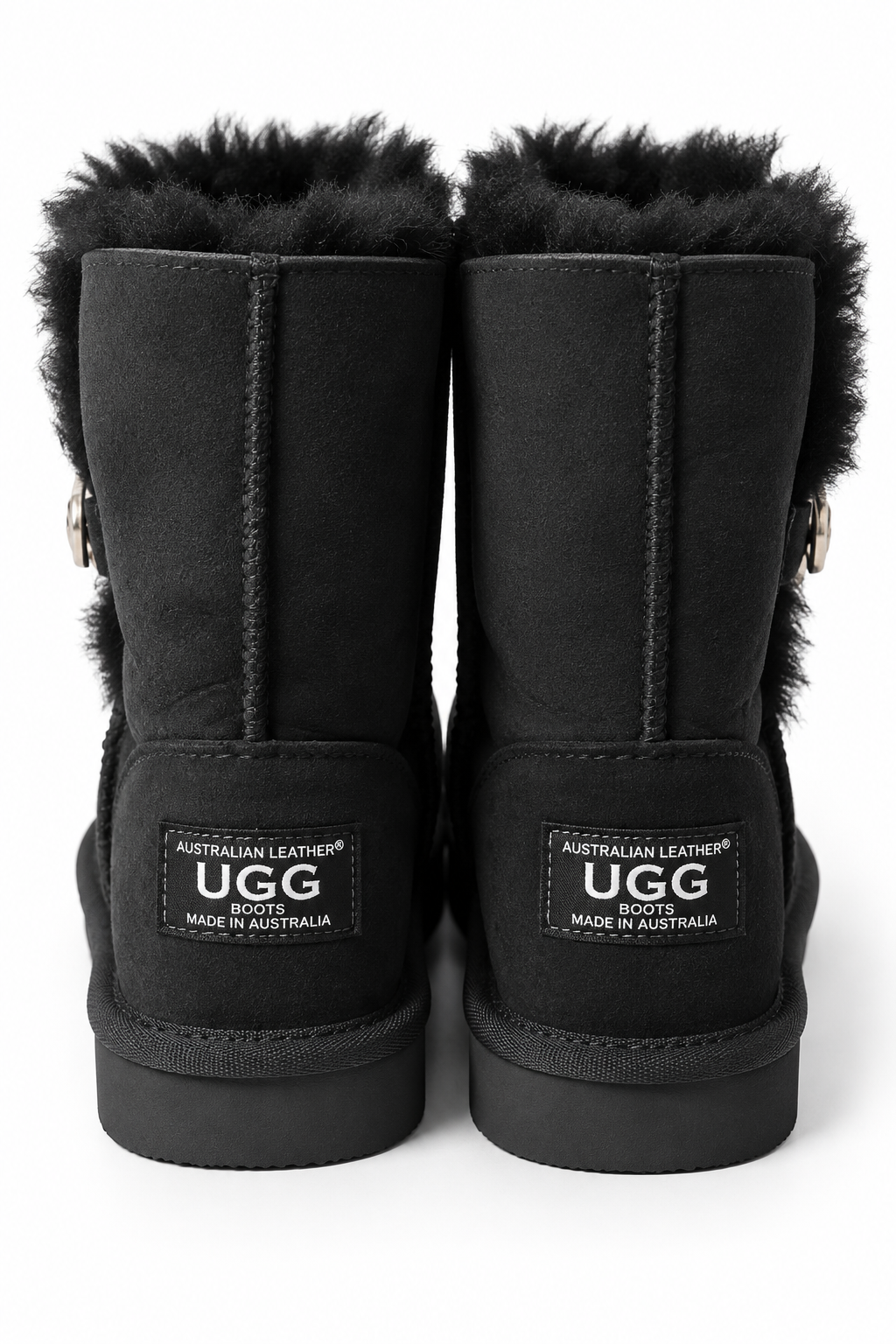 Australian Leather Ugg Swarovski Elements 1button - Black - AU4