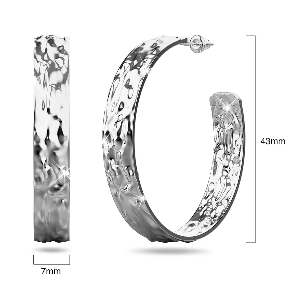 Silver Crooked Hoop Earrings