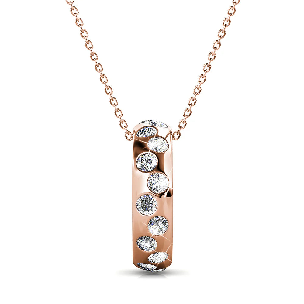 Krystal Couture Ecliptic Pendant Necklace in Rose Gold Adorned with SWAROVSKI Crystals