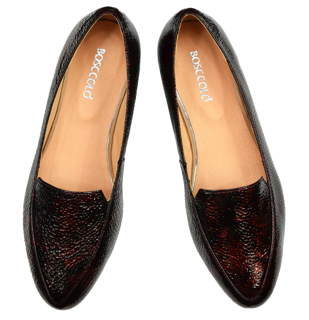Bosccolo Womens Moccasin - Iridescent Burgundy