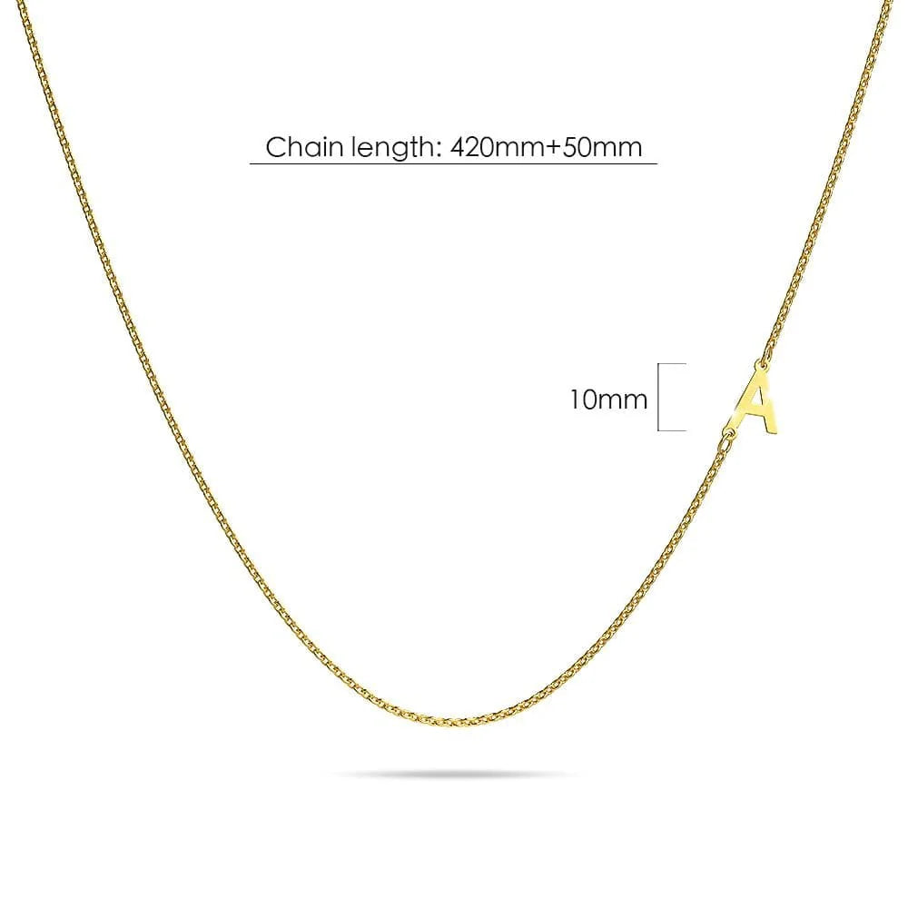 Bullion Gold Bold Alphabet Letter Initial Charm Necklace in Gold Tone