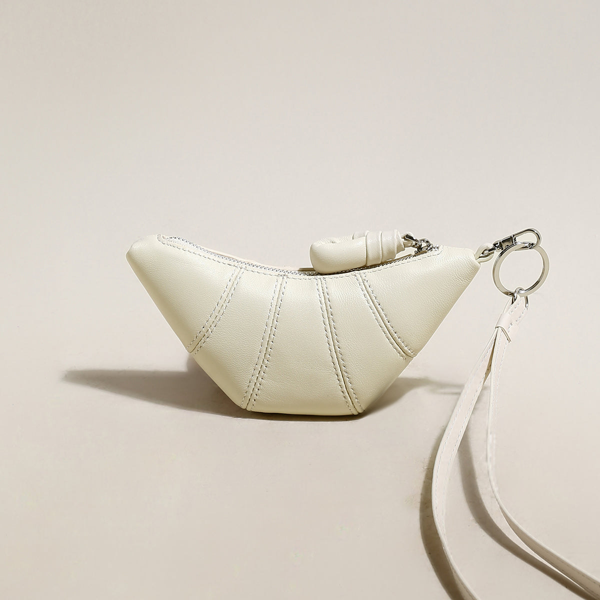 Croissant Mini Pouch Bag Charm - Ivory