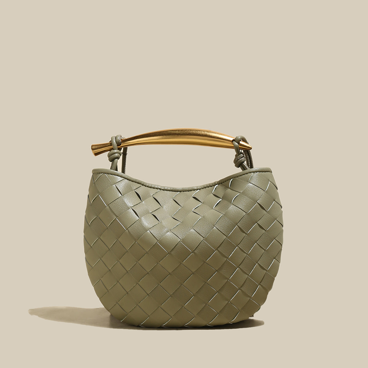 Sculpted Riviera Woven Leather Hobo Bag - Avocado
