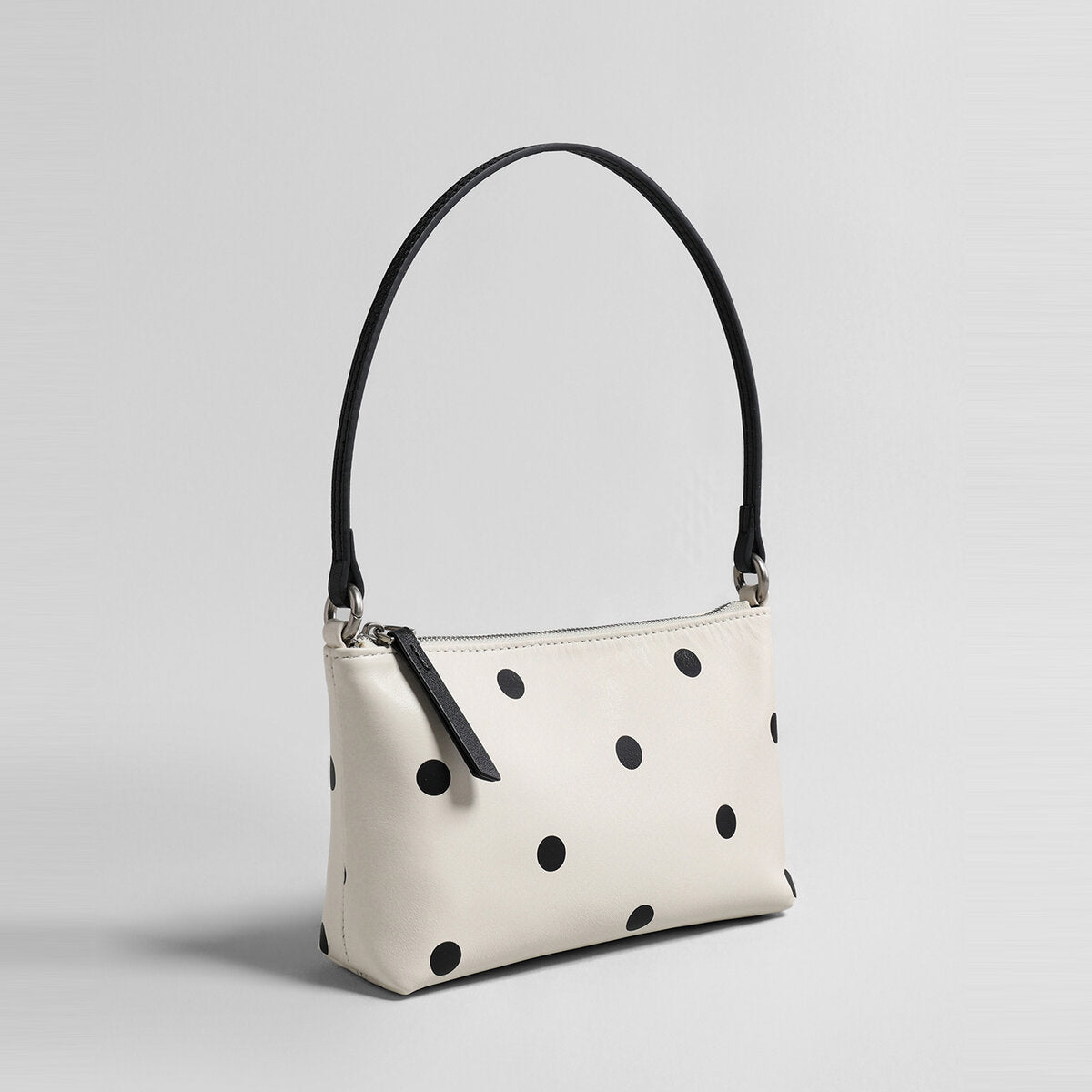 Polka Dot Leather Baguette Bag - Ivory