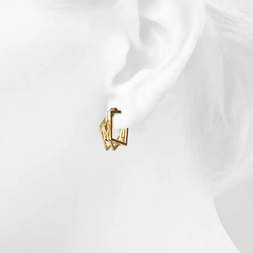 Bullion Gold Aligania Hoop Gold Layered Earrings