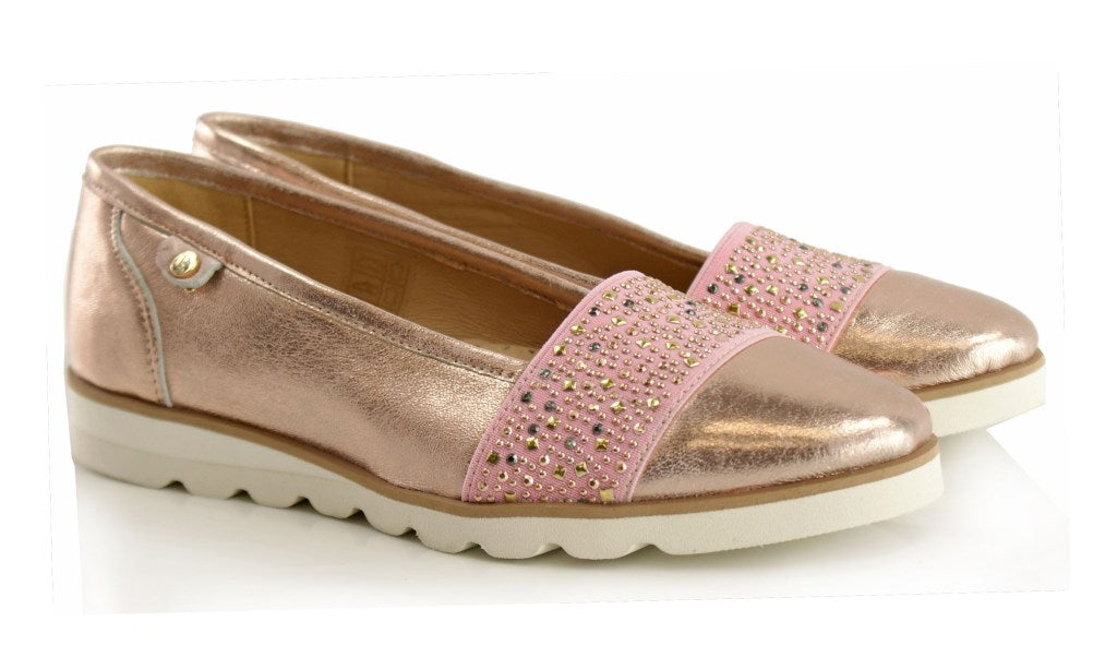 Bosccolo Womens Moccasin Lumpo - Nude Gold