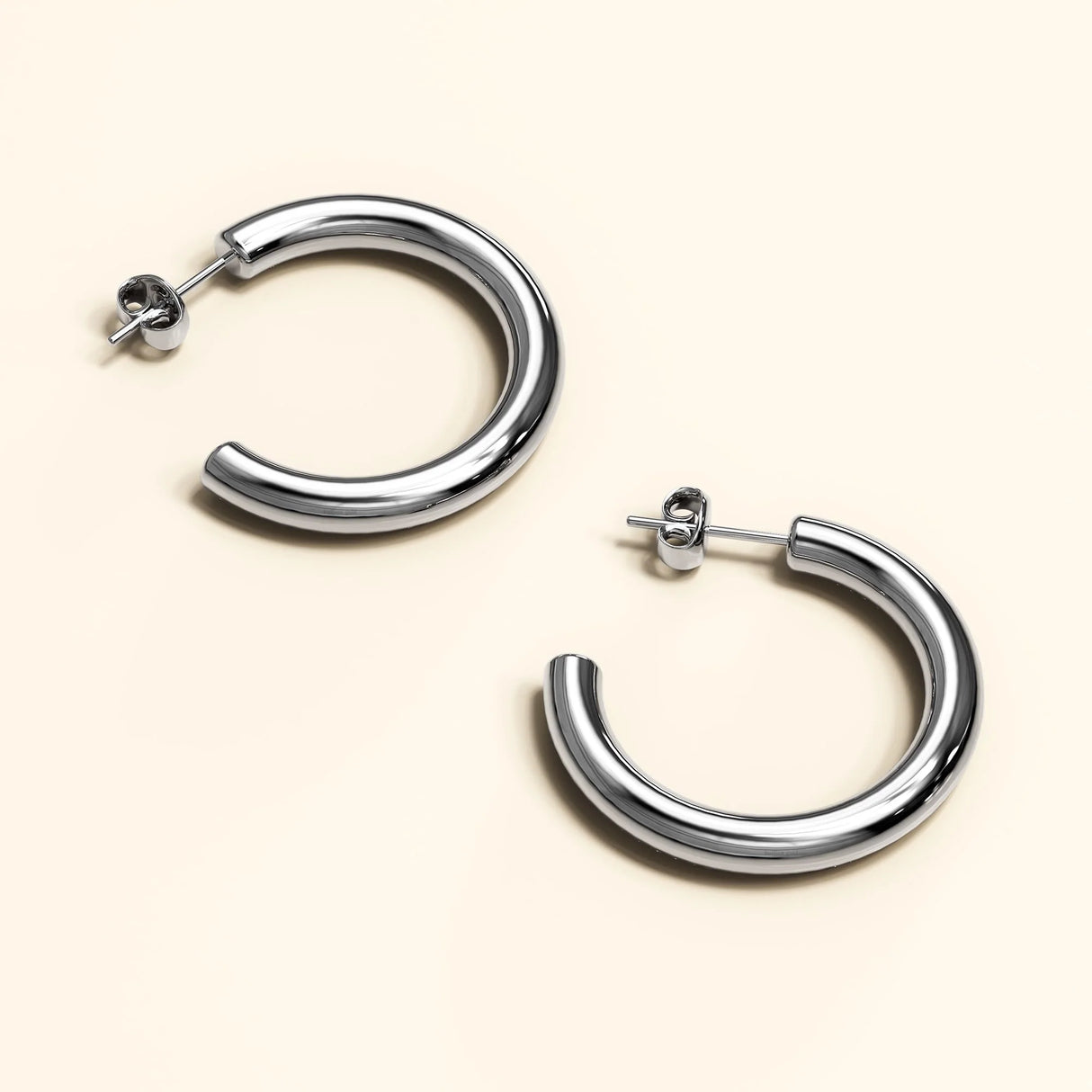 Bullion Gold Erica White Gold Hoop Earrings 20mm