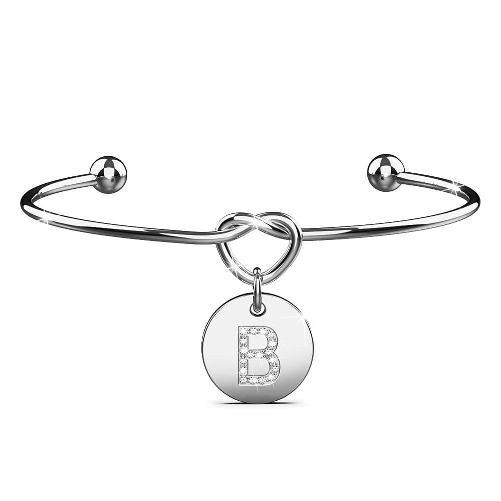 Bullion Gold Fancy Alphabet Letter Initial Bangle in White Gold