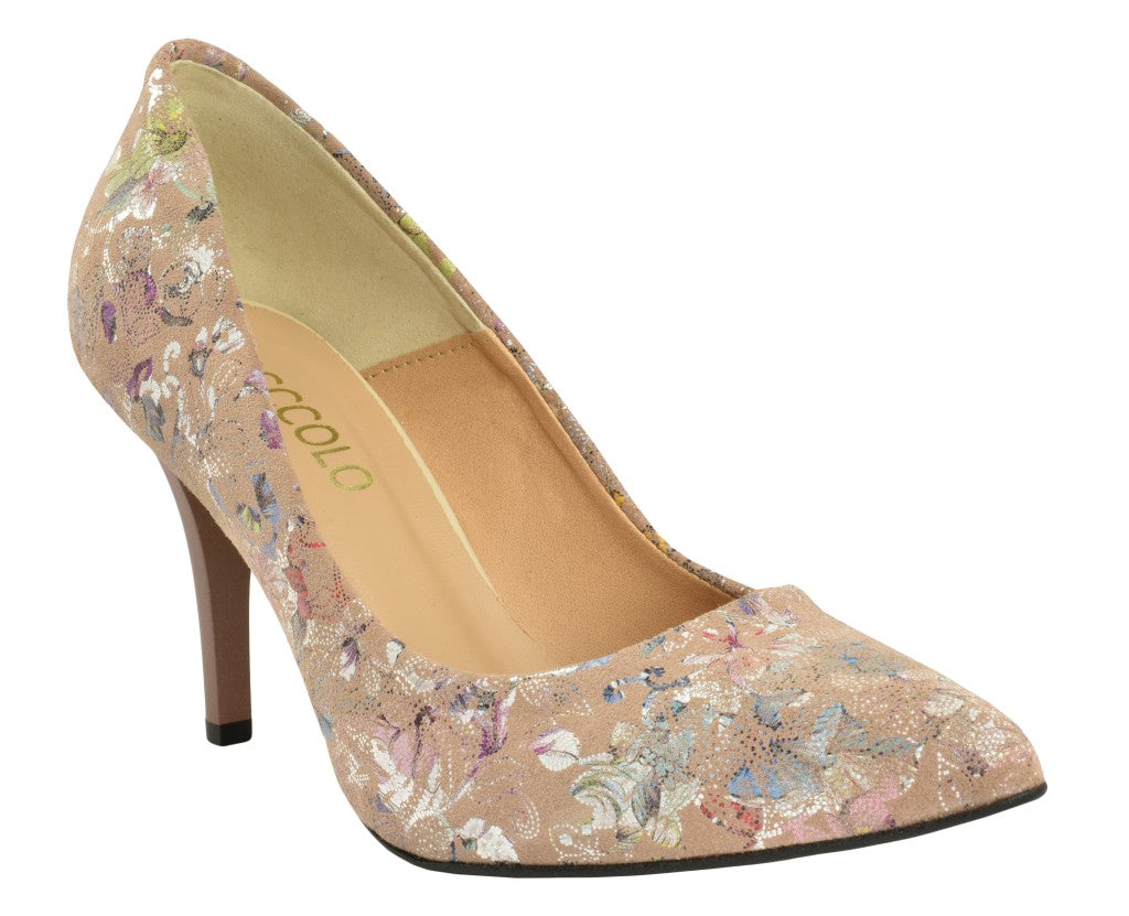 Bosccolo Womens High Heels - Flowers On Beige