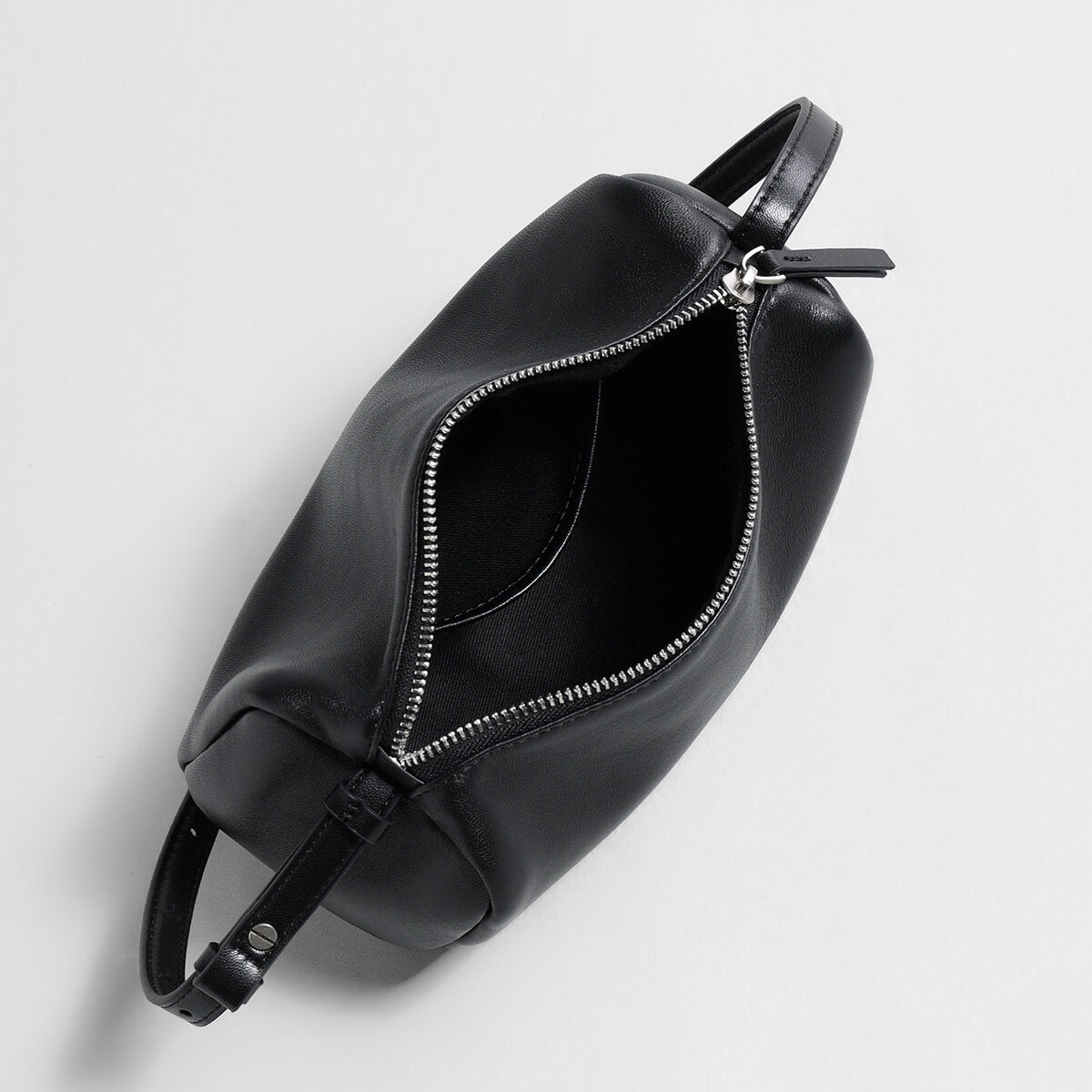 Soft Lambskin Leather Barrel Shoulder Bag - Black
