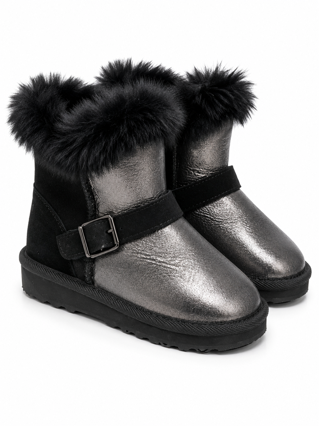 Australian Leather Ugg Kids Buckle Mini - Metallic Black - AU4
