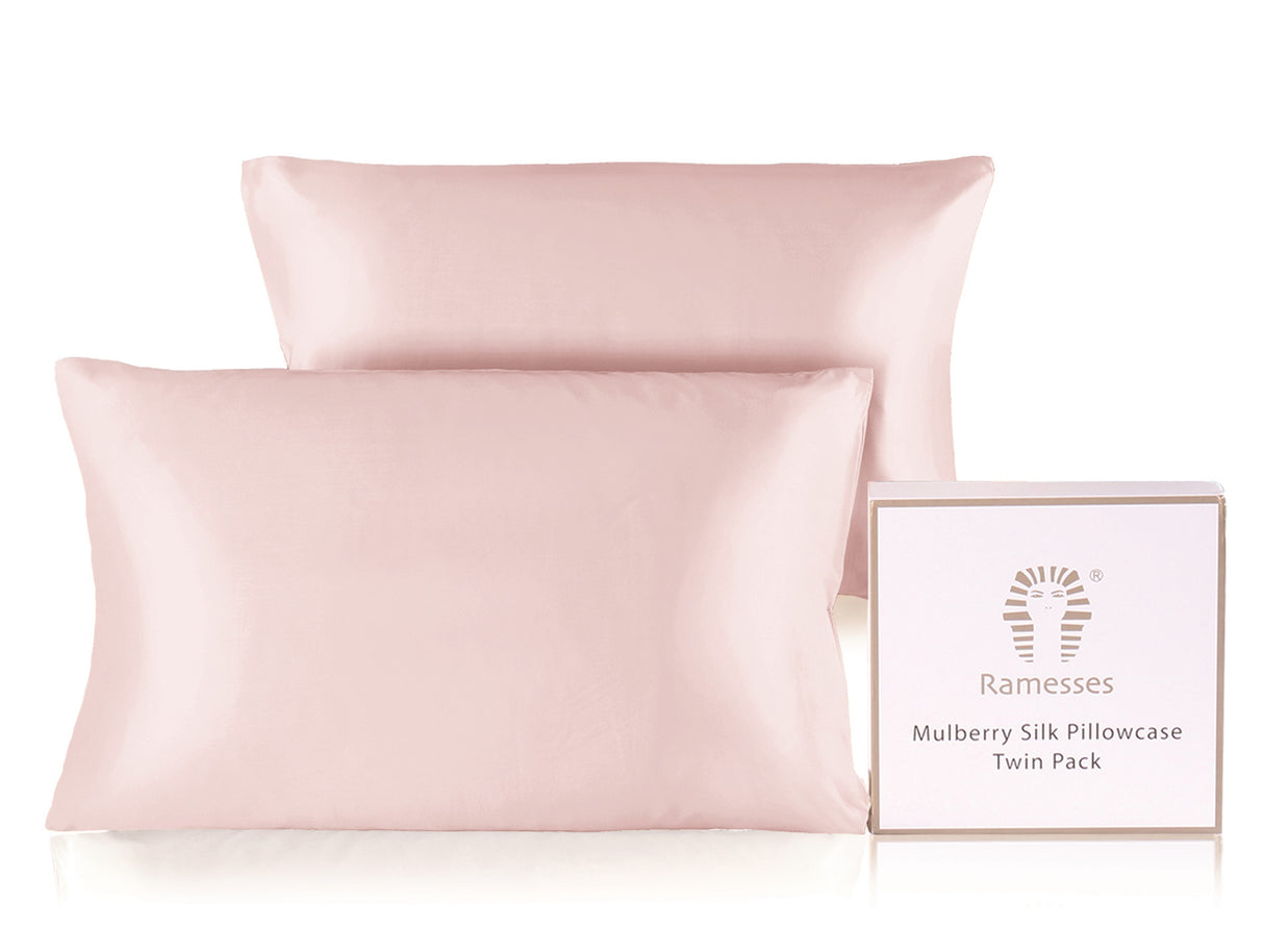 Ramesses Mulberry Silk Pillowcase Twin Pack - Rose Pink