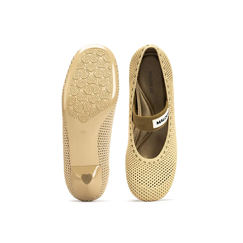 Fishnet Mary Jane Pumps - Beige