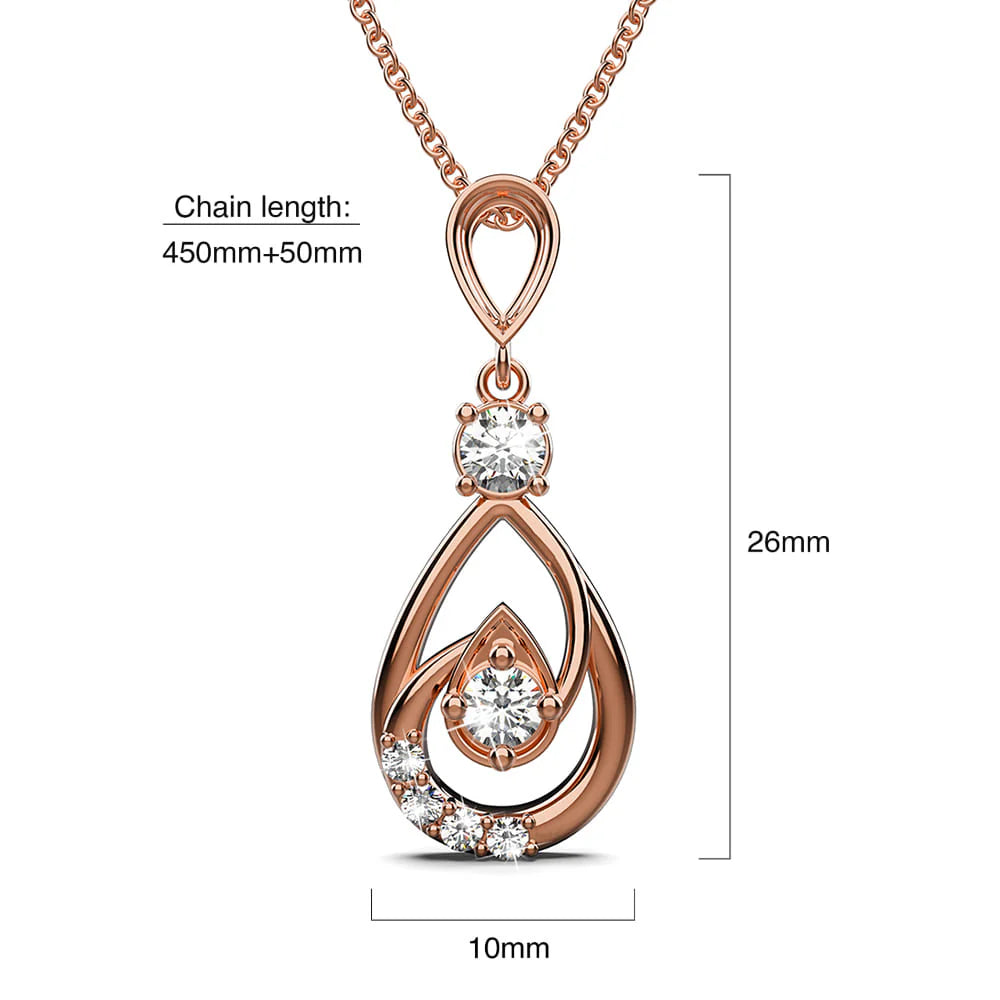 Krystal Couture Periwinkle Teardrop Necklace Embellished with Crystals from Swarovski in Rose Gold