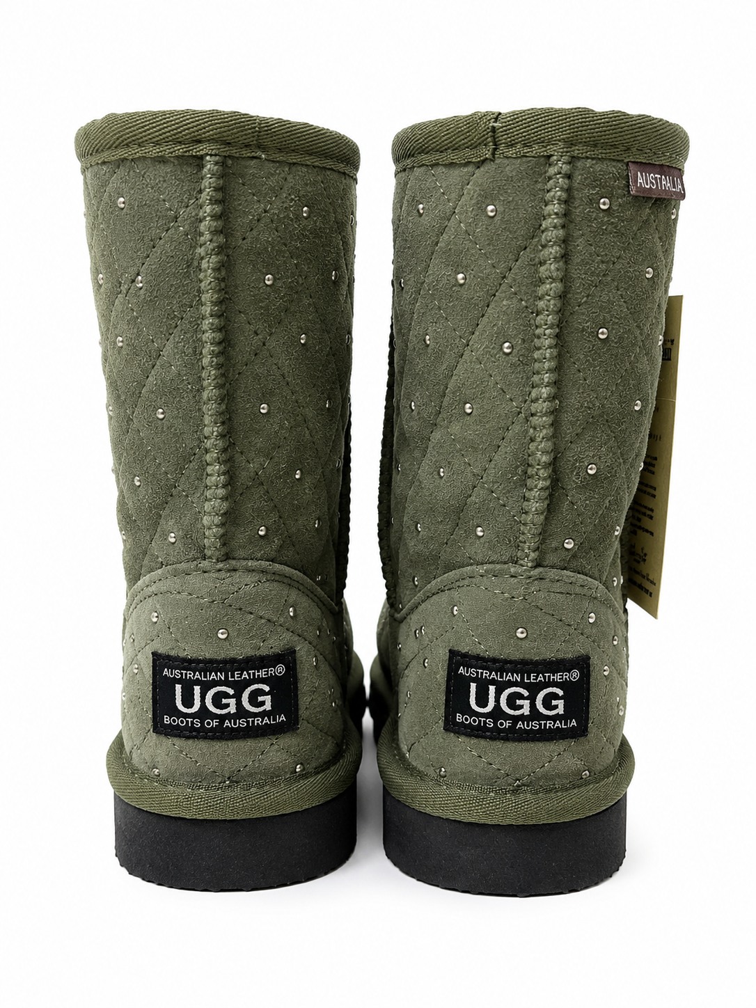 Australian Leather Ugg Kids Stud Short - Olive Green - AU4