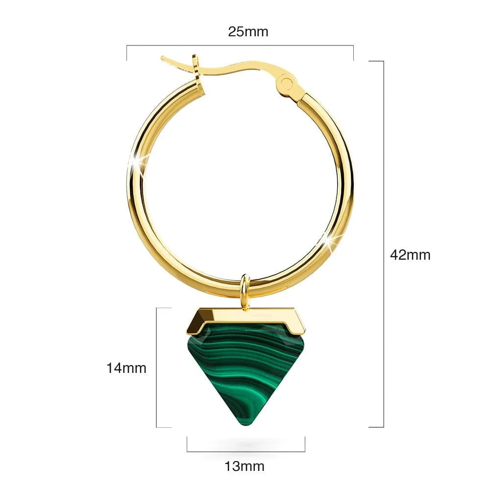 Bullion Gold Gorgeous Gold with Emerald Green Hoop Earrings