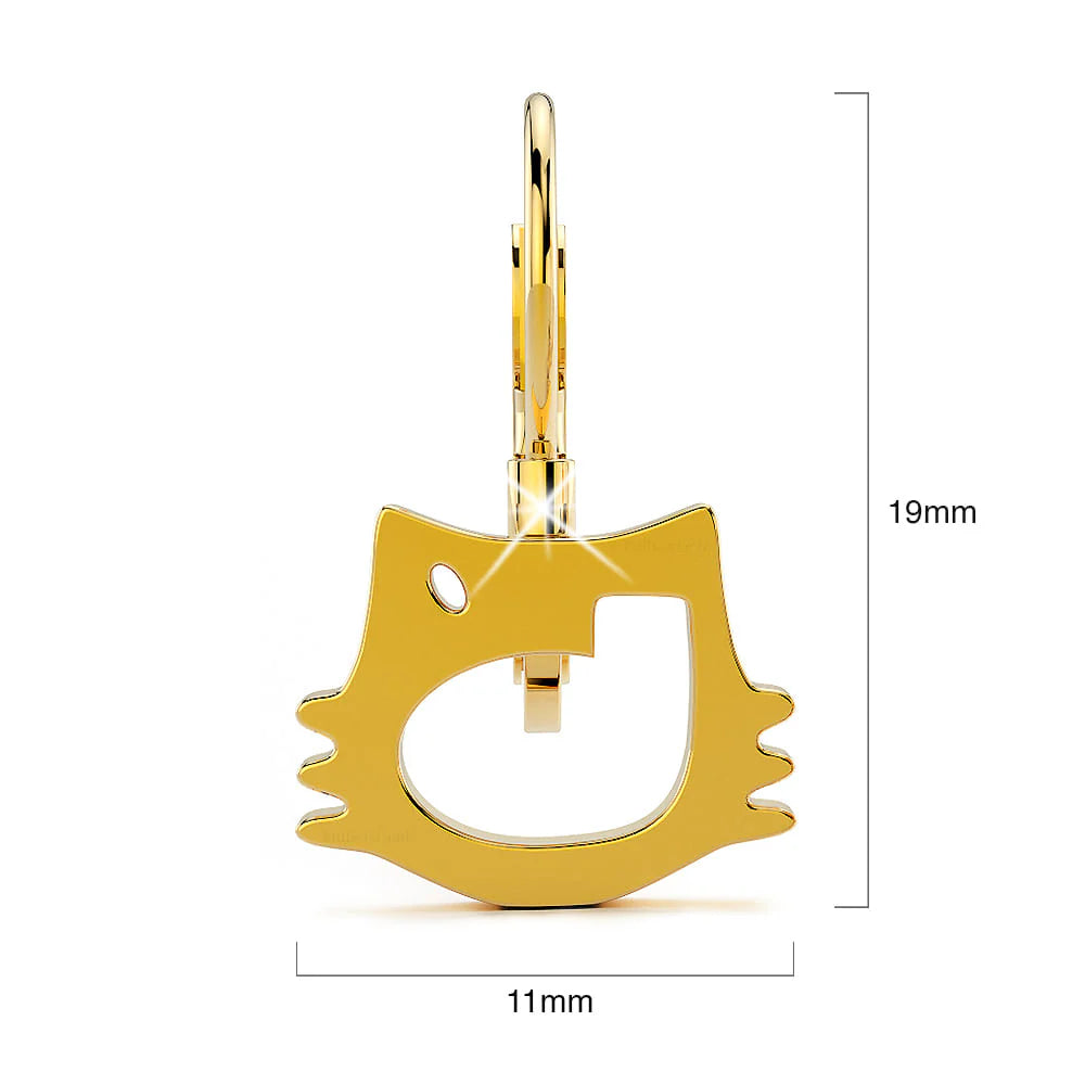 Bullion Gold Hello Kitty Cut-Out Leverback Earrings