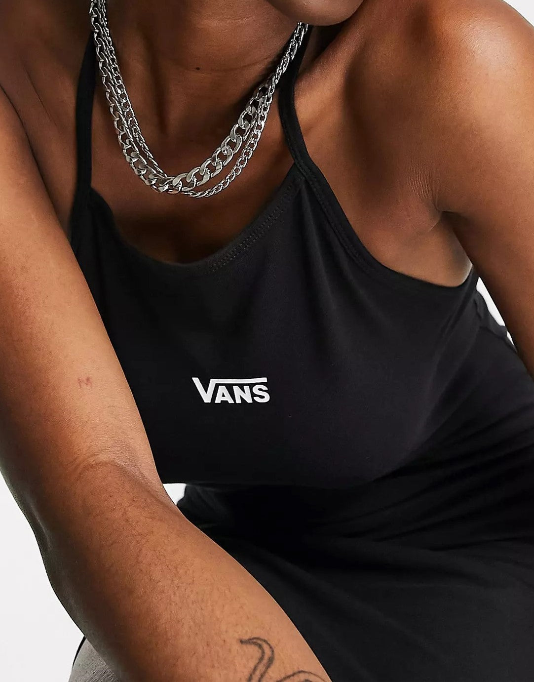 Vans Logo Halterneck Dress In Black