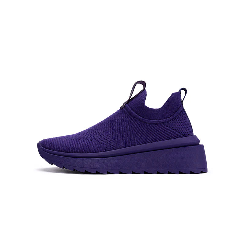 Slip-On Knit Wedge Sneakers - Purple
