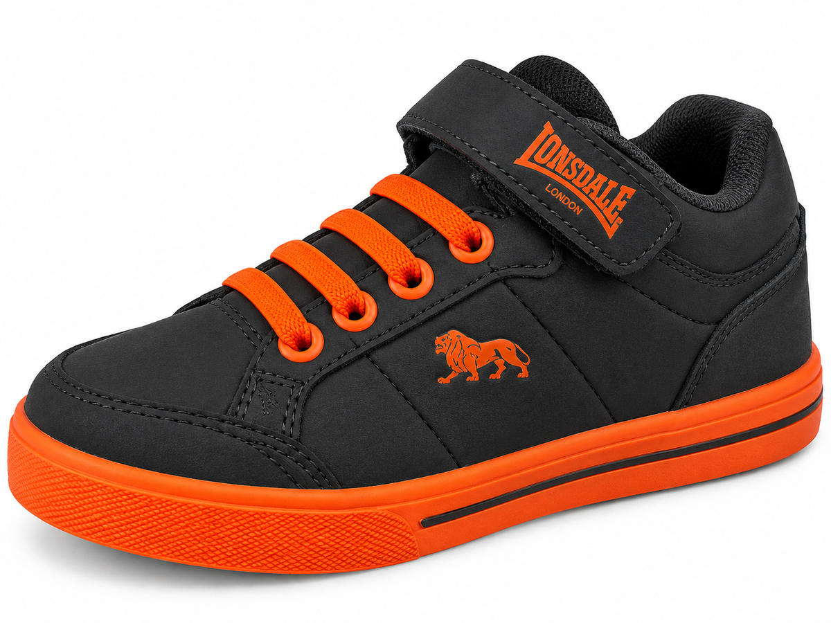 Lonsdale Younger Kids Unisex Canons Hi Top Sneakers Grey/Orange