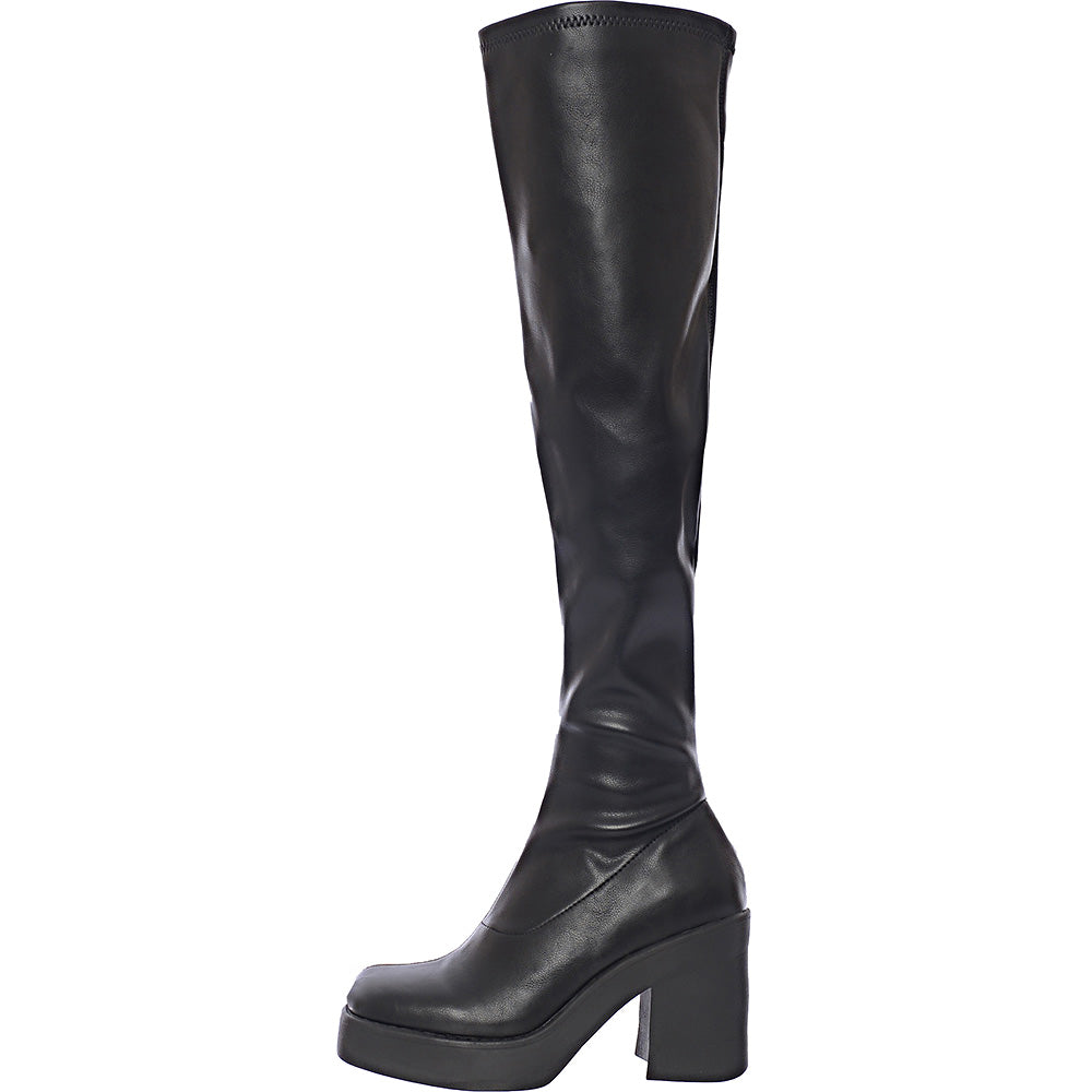 Steve Madden Upsurge 90S Over The Knee Heeled Boots In Black