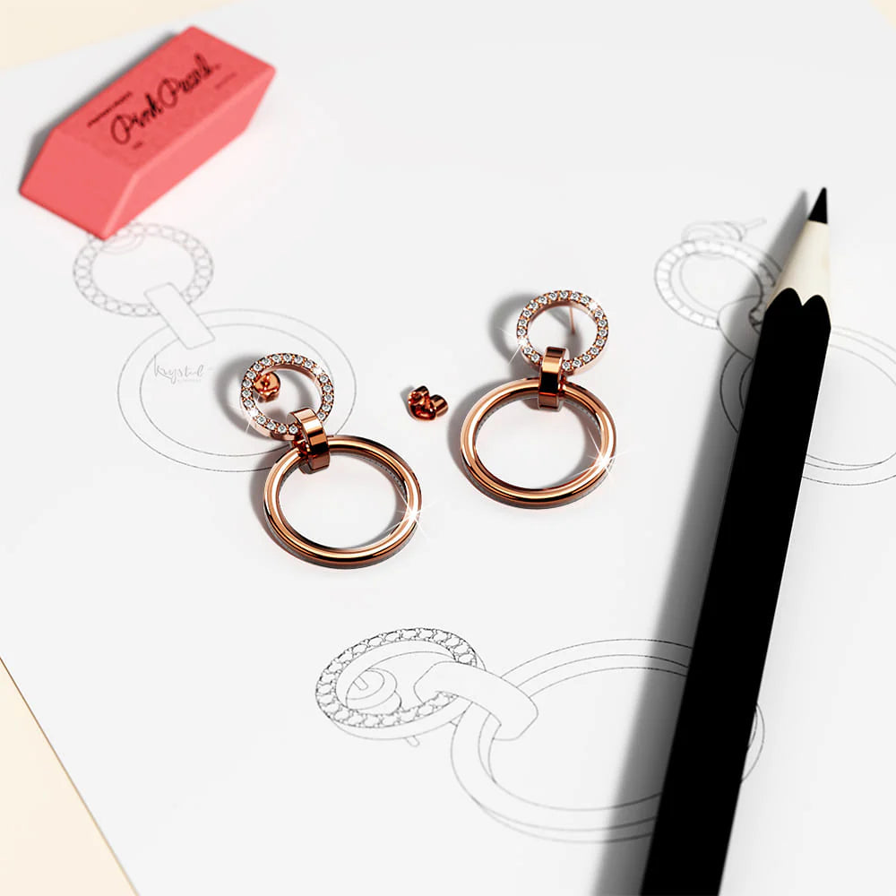 Krystal Couture Orbit of Radiance Earrings Embellished with SWAROVSKI Crystal in Rose Gold