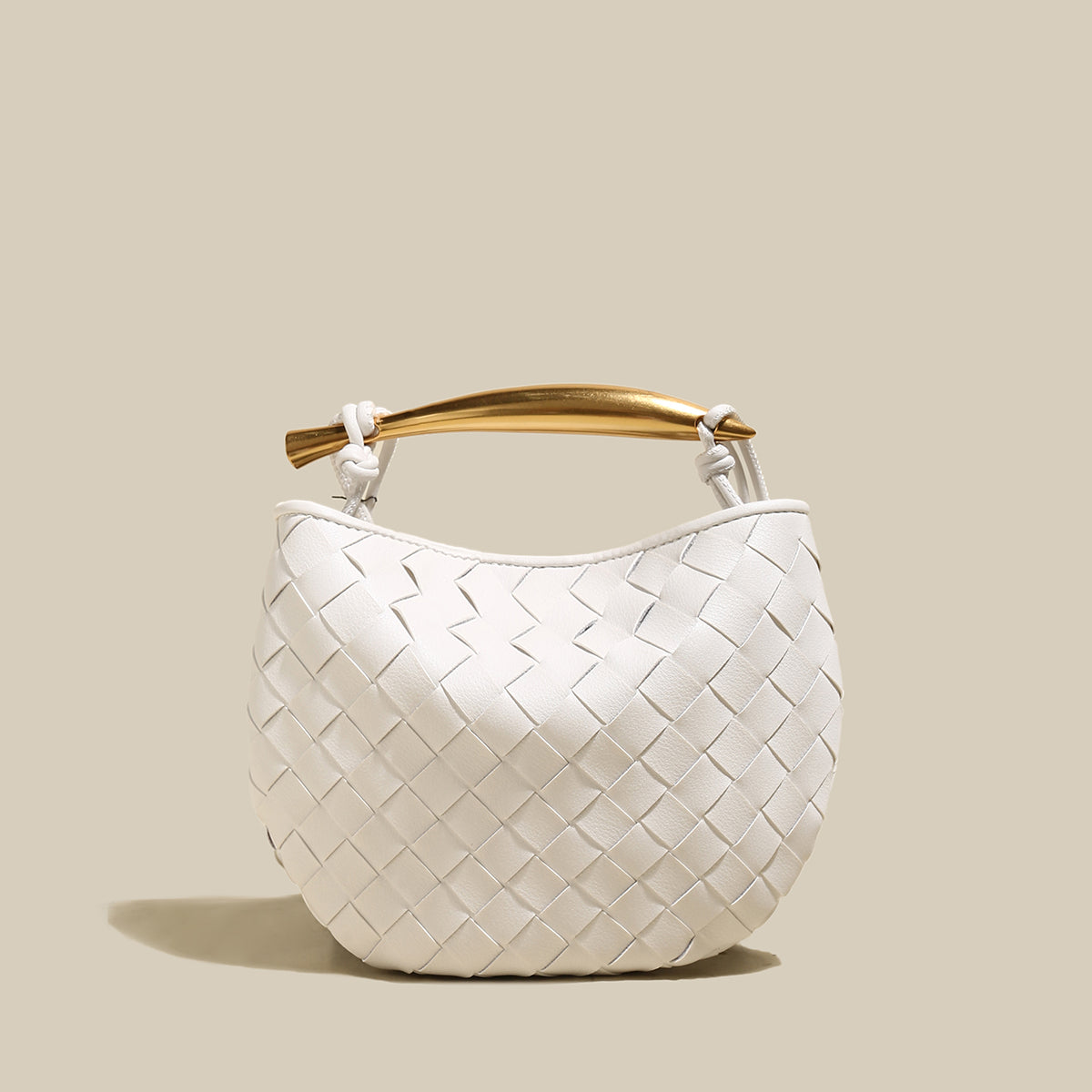 Sculpted Riviera Woven Leather Hobo Bag - White