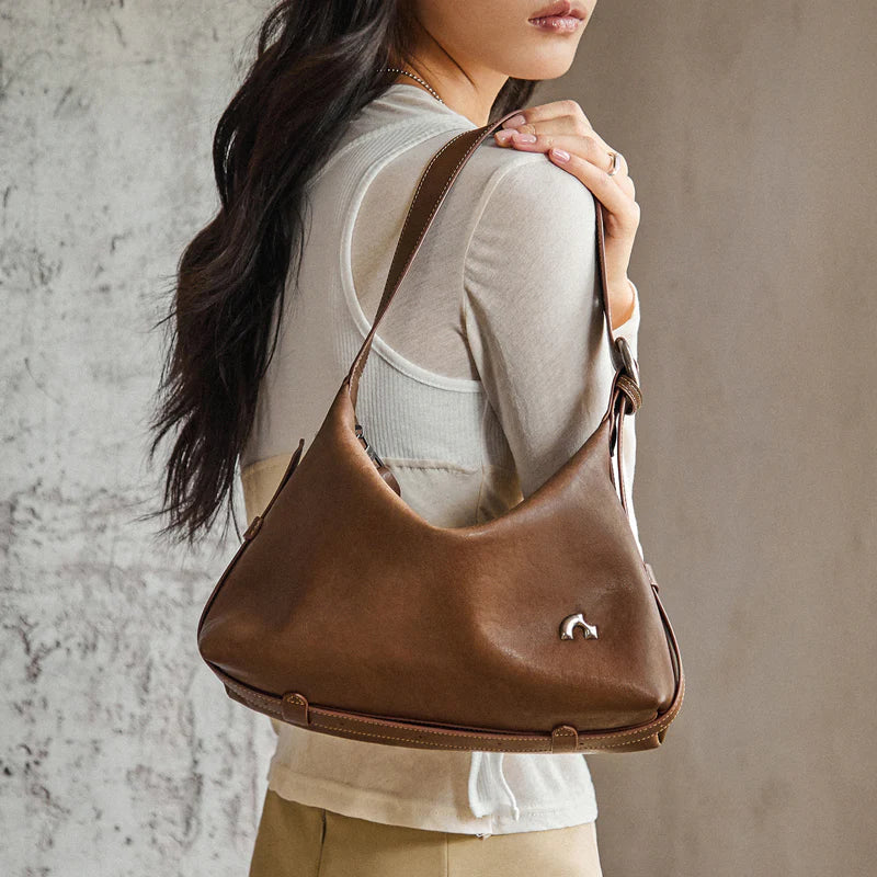 Nalandu Vintage Slouchy Leather Shoulder Bag - Brown