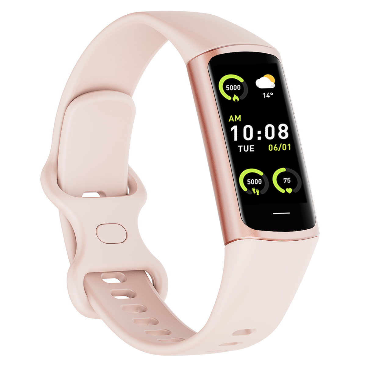 TODO Fitness Tracker Smart Watch BT 5.0 Body Thermometer Temperature BPM Monitor - Pink
