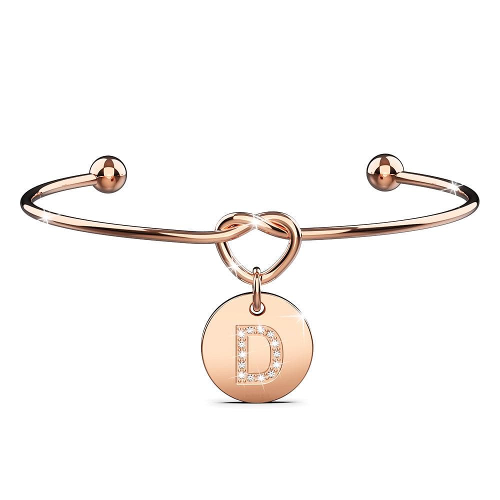 Bullion Gold Fancy Alphabet Letter Initial Bangle in Rose Gold