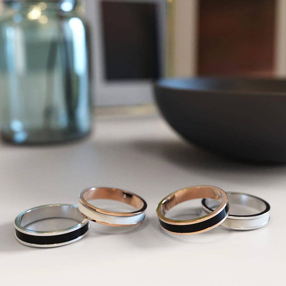 Bullion Gold Ceres Timeless Ring Black Enamel Ring in Rose Gold