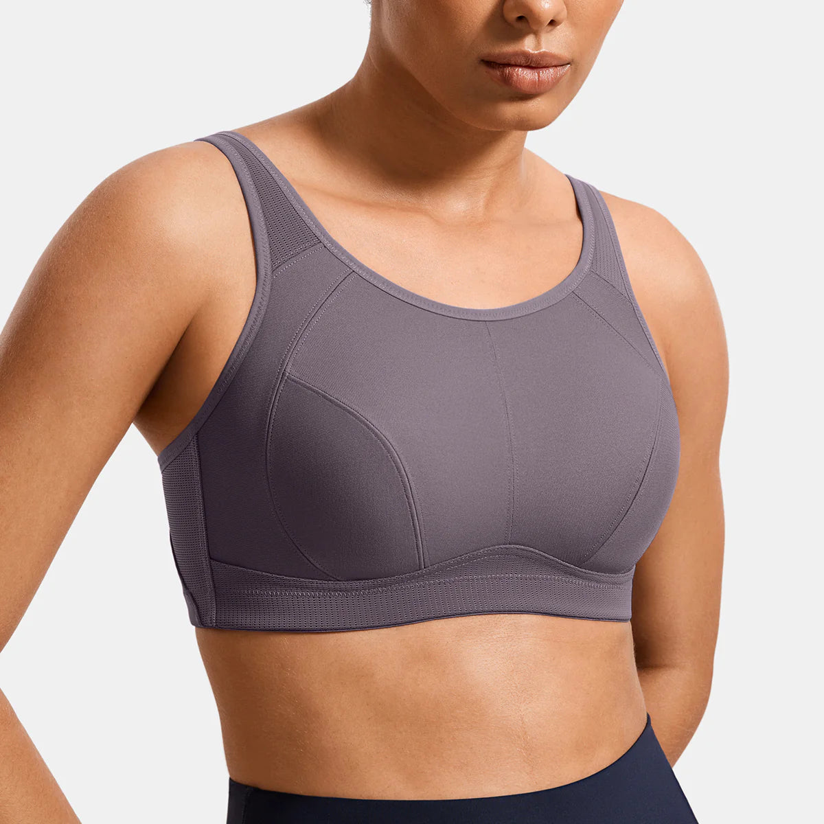 Plus Size High Support Full Coverage Padded Wireless Bra - Grey