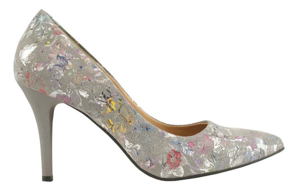 Bosccolo Womens High Heels - Flowers On Grey