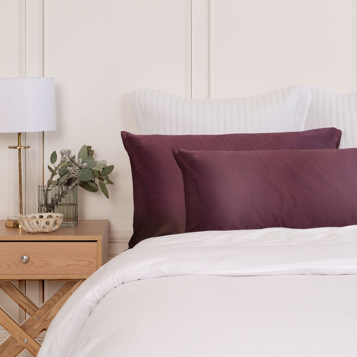 MULBERRY SILK PILLOW CASE TWIN PACK - SIZE: 51X76CM - MALAGA WINE