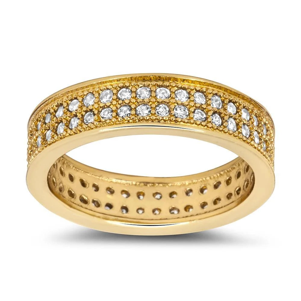 Bullion Gold Detailed Milligrain Crystal Ring Made With Crystal Elements