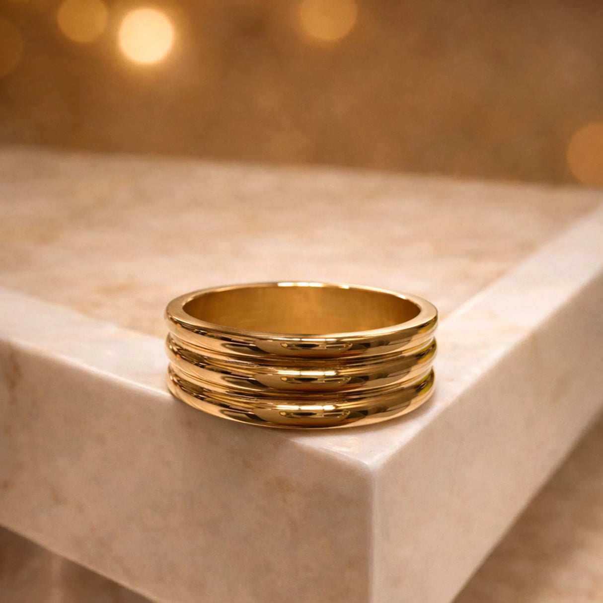 Bullion Gold Triad Circular Gleam Radiant Gold Layered Ring