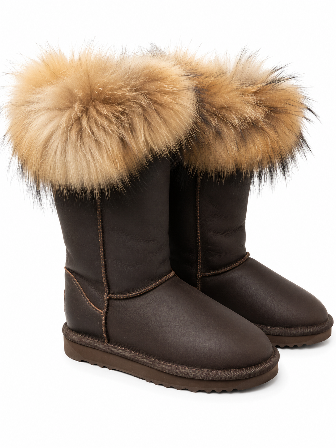 Australian Leather Ugg Classic Tall Fur Cuff Leather - Chocolate - AU6