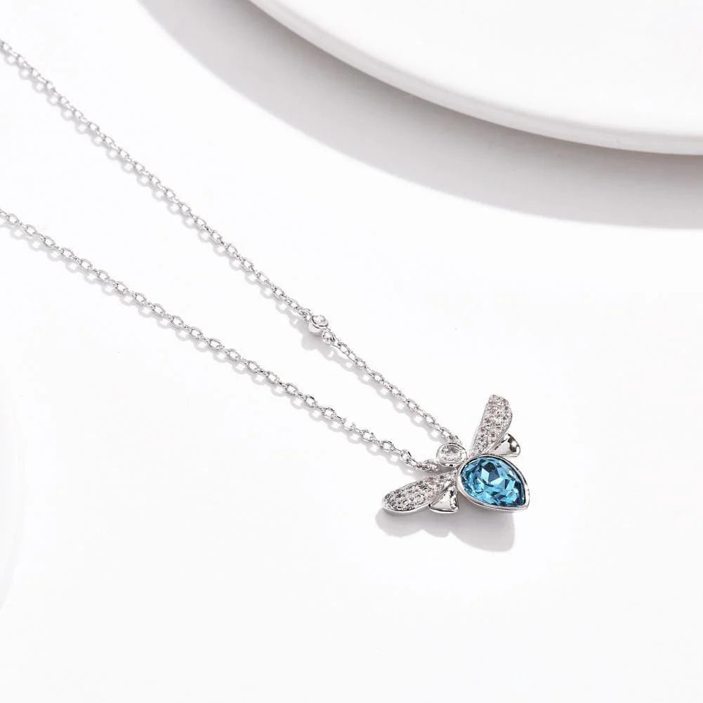 Krystal Couture Bee Crystal Blue Necklace Embellished with SWAROVSKI Crystals