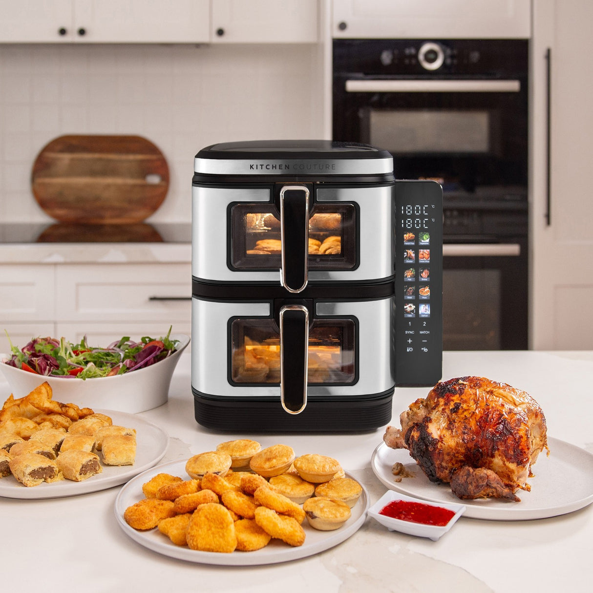 Kitchen Couture 11L Clear View Colour Vertex Dual Draw S/S Air Fryer