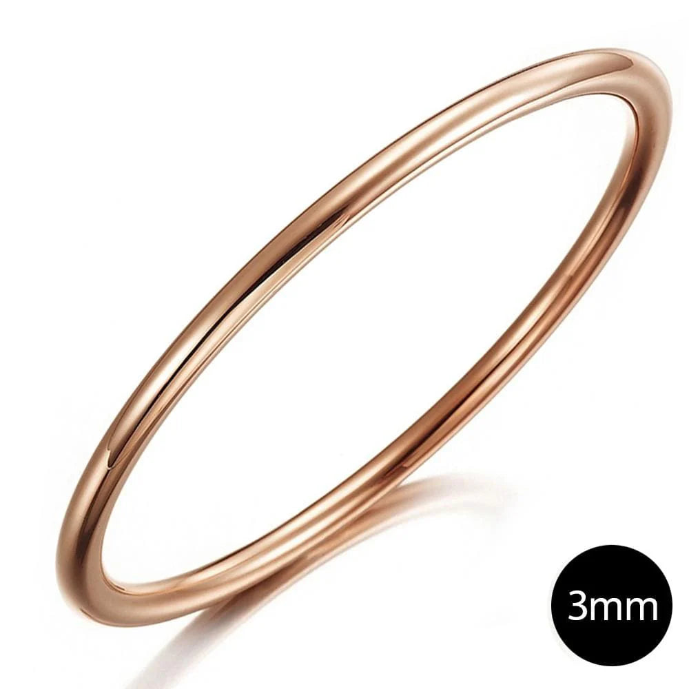Bullion Gold Solid Golf Bangle 3mm Rose Gold Layered