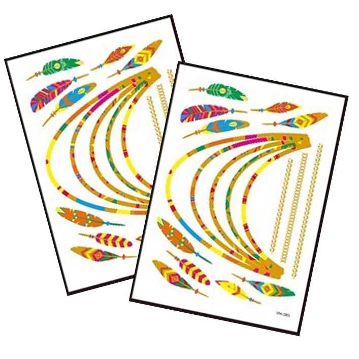 Metallic Temporary Tattoo Gold Silver Glitter Party Body Sticker Waterproof 2 Sheets 085