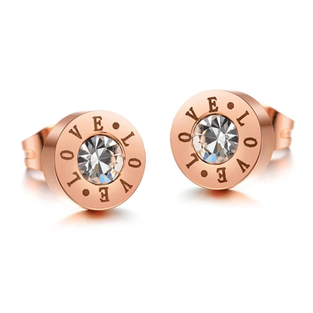 Bullion Gold Love Bezel Studs Rose Gold
