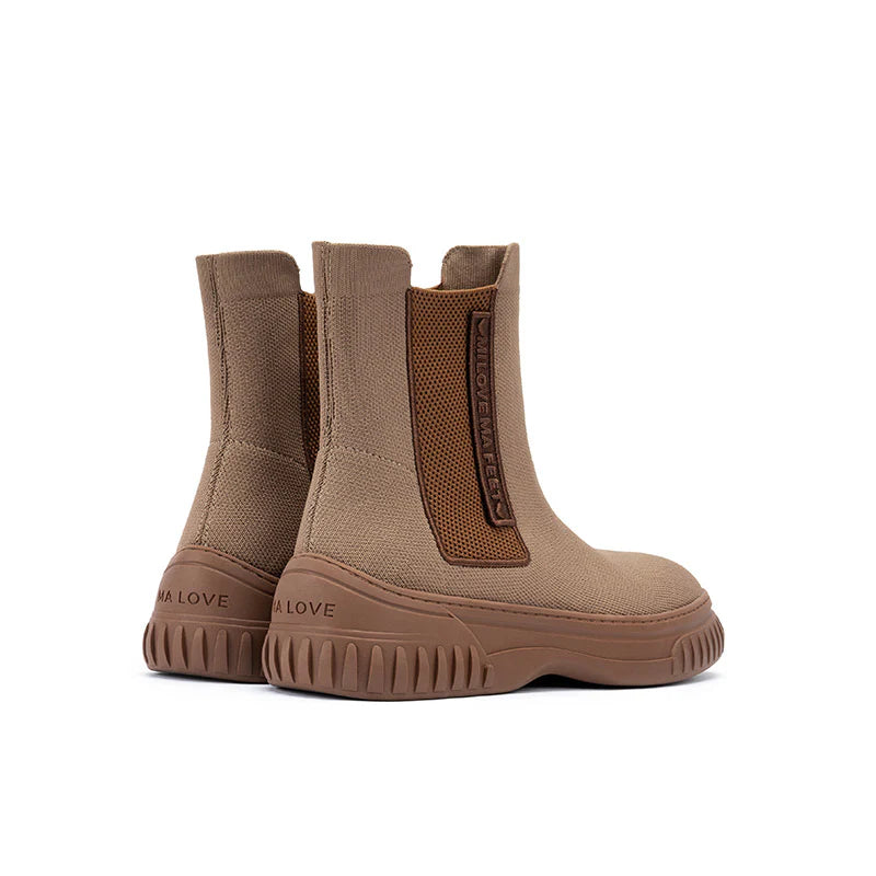 Knit Chelsea Ankle Boots - Mocha